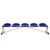 Banco Metálico Con Asientos Azul Pvc-5 Plazas- Respaldo Bajo