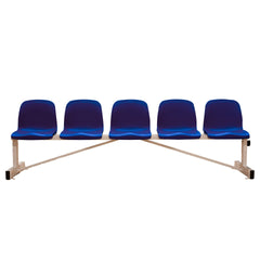Banco Metálico New Con Asiento Azul Pvc -5 Plazas-Respaldo Alto