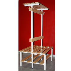 Banco Vestuario Doble Con Zapatillero, Percha Y Estante Superior