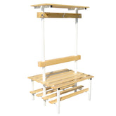 Banco Vestuario Doble Con Zapatillero, Percha Y Estante Superior