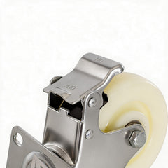 Rueda De Nylon Y Acero Inox Giratoria Con Freno