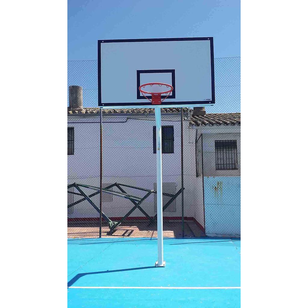 Juego De 2 Canastas Baloncesto Monotubo New Tubo 114 Mm Fijas  -Sin Tablero, Aro- Con Base De Anclaje