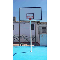 Juego De 2 Canastas Baloncesto Monotubo New Tubo 114 Mm Fijas  -Sin Tablero, Aro- Con Base De Anclaje