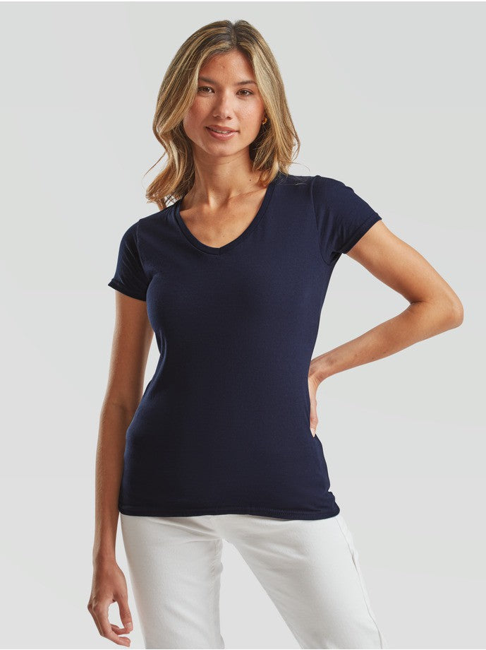 Camiseta Fruit Of The Loom Ladies Iconic 150 V-Neck T