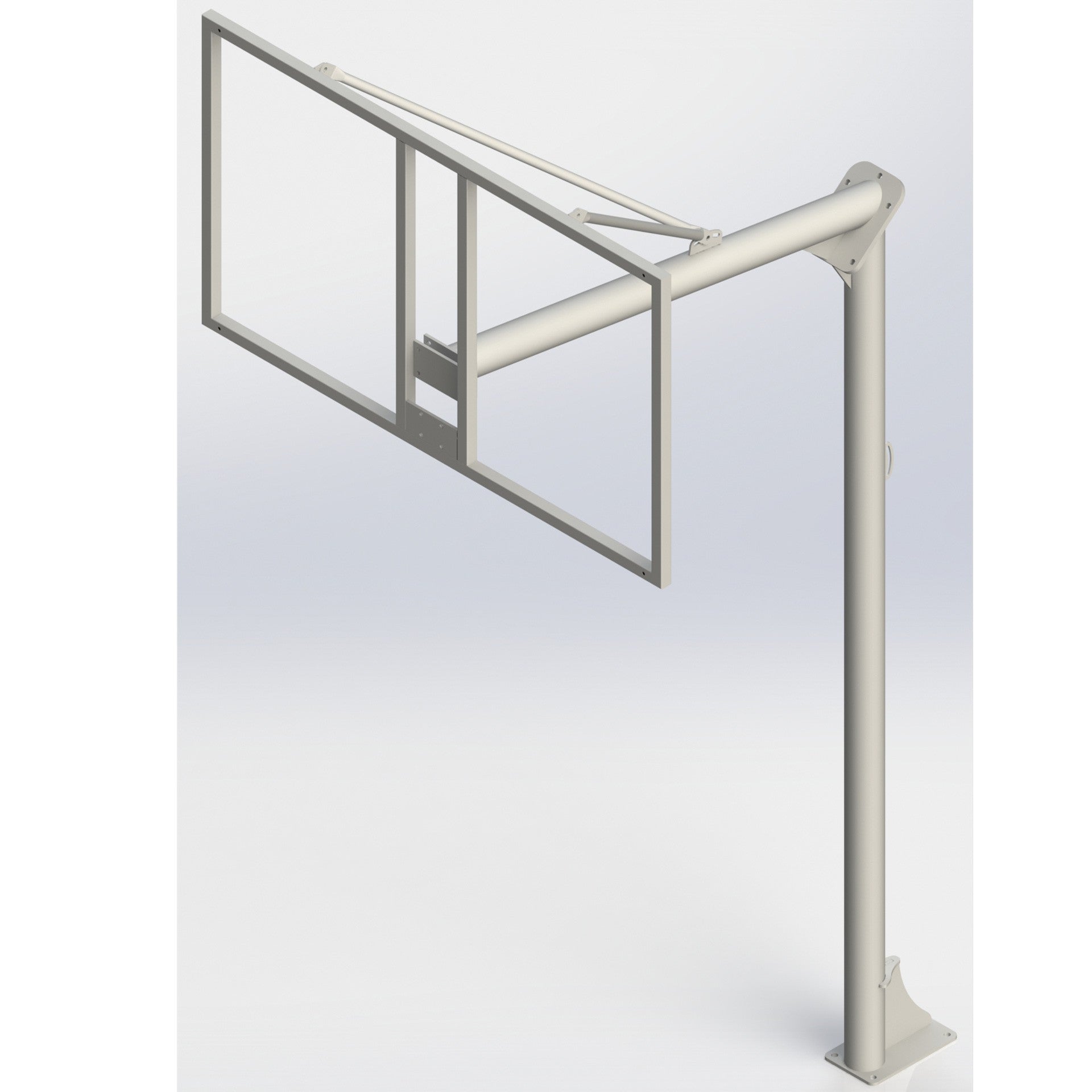 Juego De 2 Canastas Baloncesto Monotubo New Tubo 114 Mm Fijas  -Sin Tablero, Aro- Con Base De Anclaje