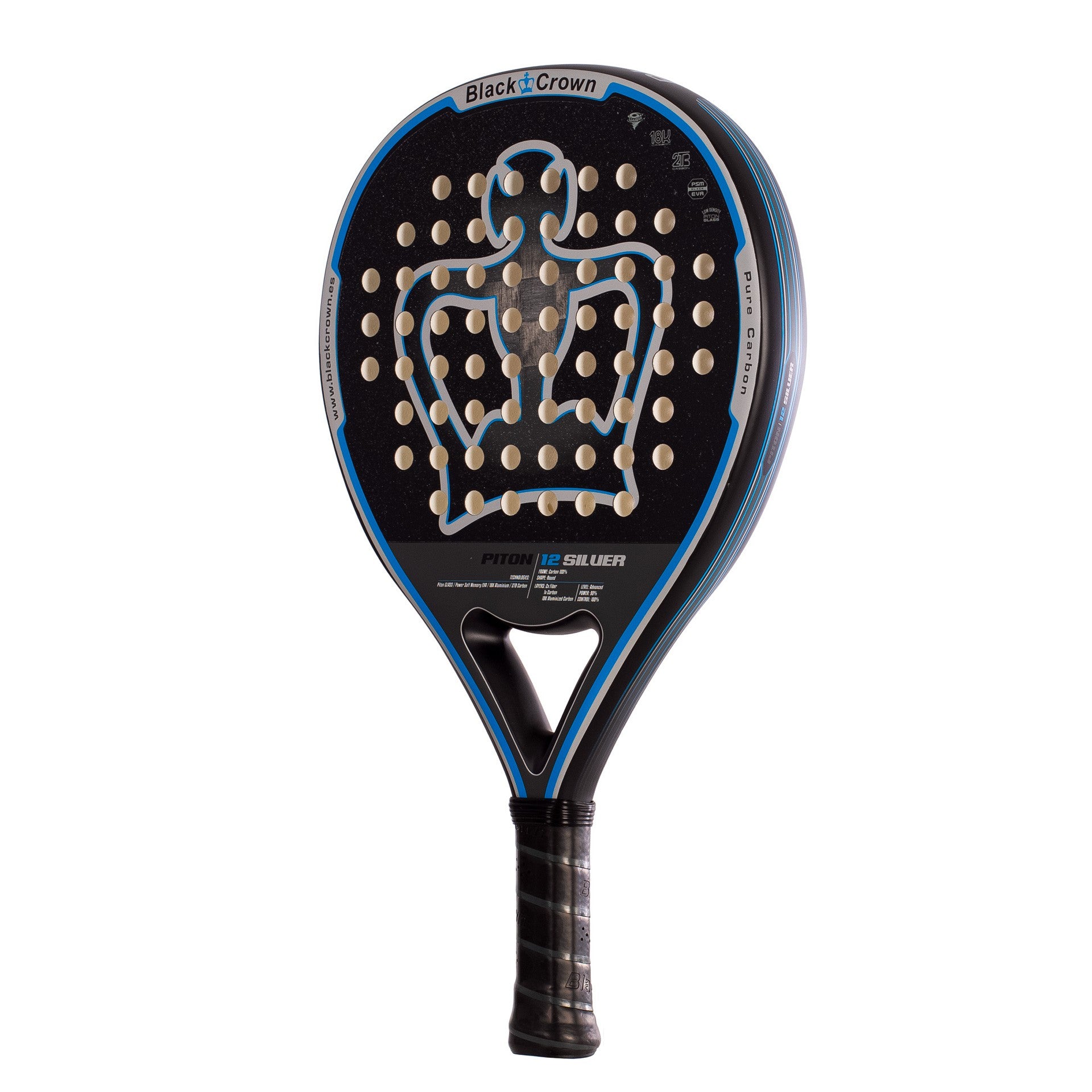 Pala De Pádel Black Crown Piton 12 Silver
