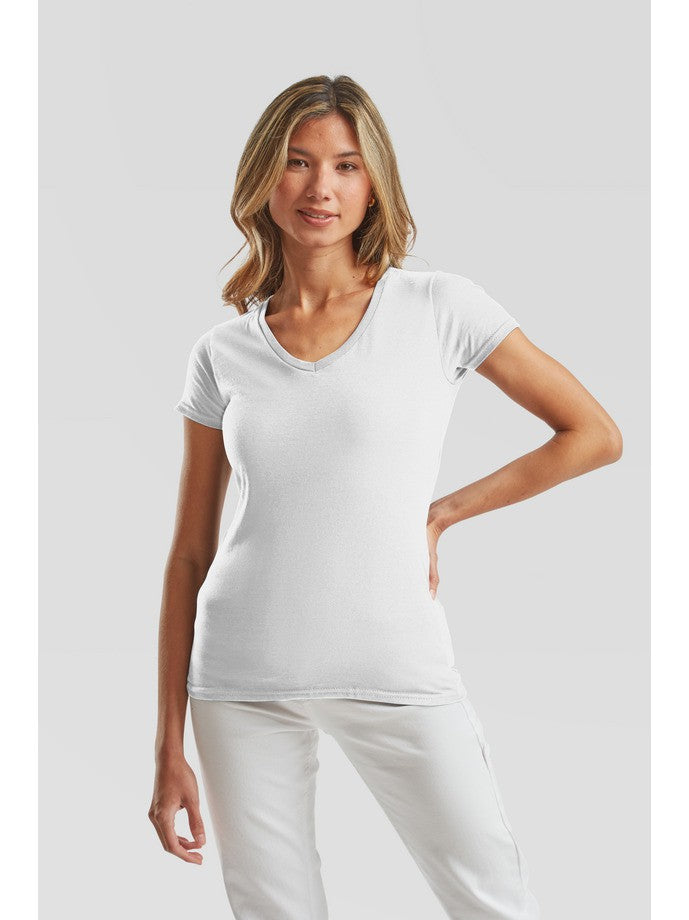 Camiseta Fruit Of The Loom Ladies Iconic 150 V-Neck T