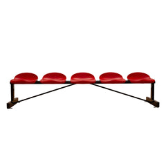 Banco Metálico Con Asientos Rojo Pvc -5 Plazas-