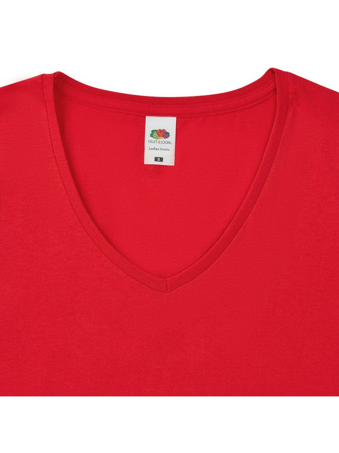 Camiseta Fruit Of The Loom Ladies Iconic 150 V-Neck T