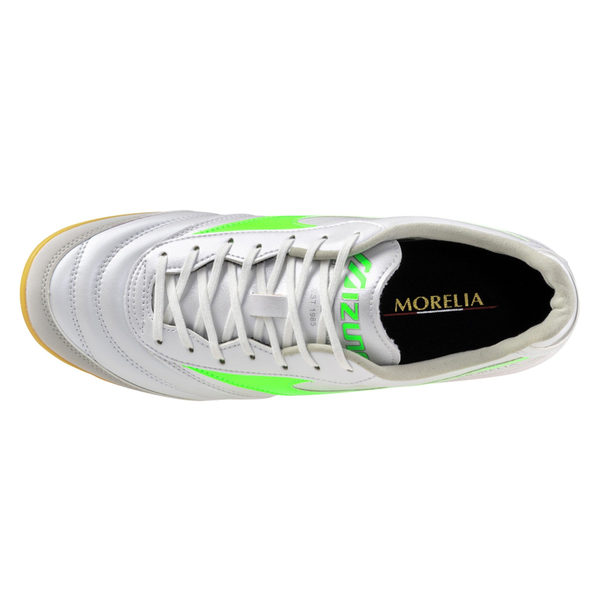 Botas De Fútbol Sala Mizuno Morelia Sala Pro In - Blanco/Verde Flúor / 42