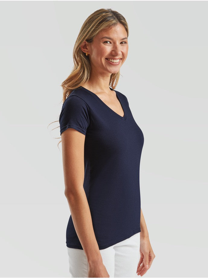 Camiseta Fruit Of The Loom Ladies Iconic 150 V-Neck T
