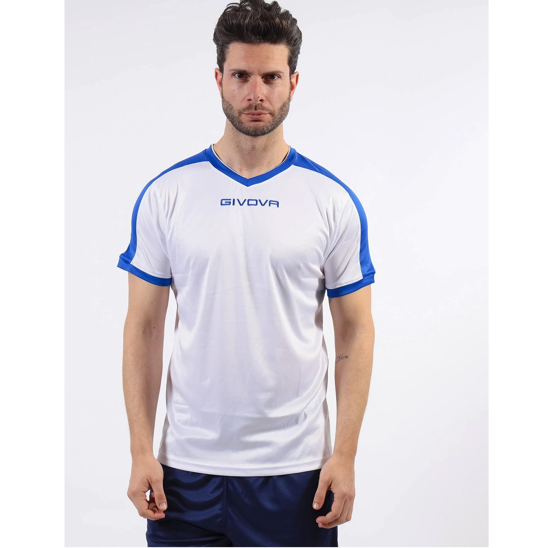 Camiseta Givova Revolution - Blanco/Royal / Xxs