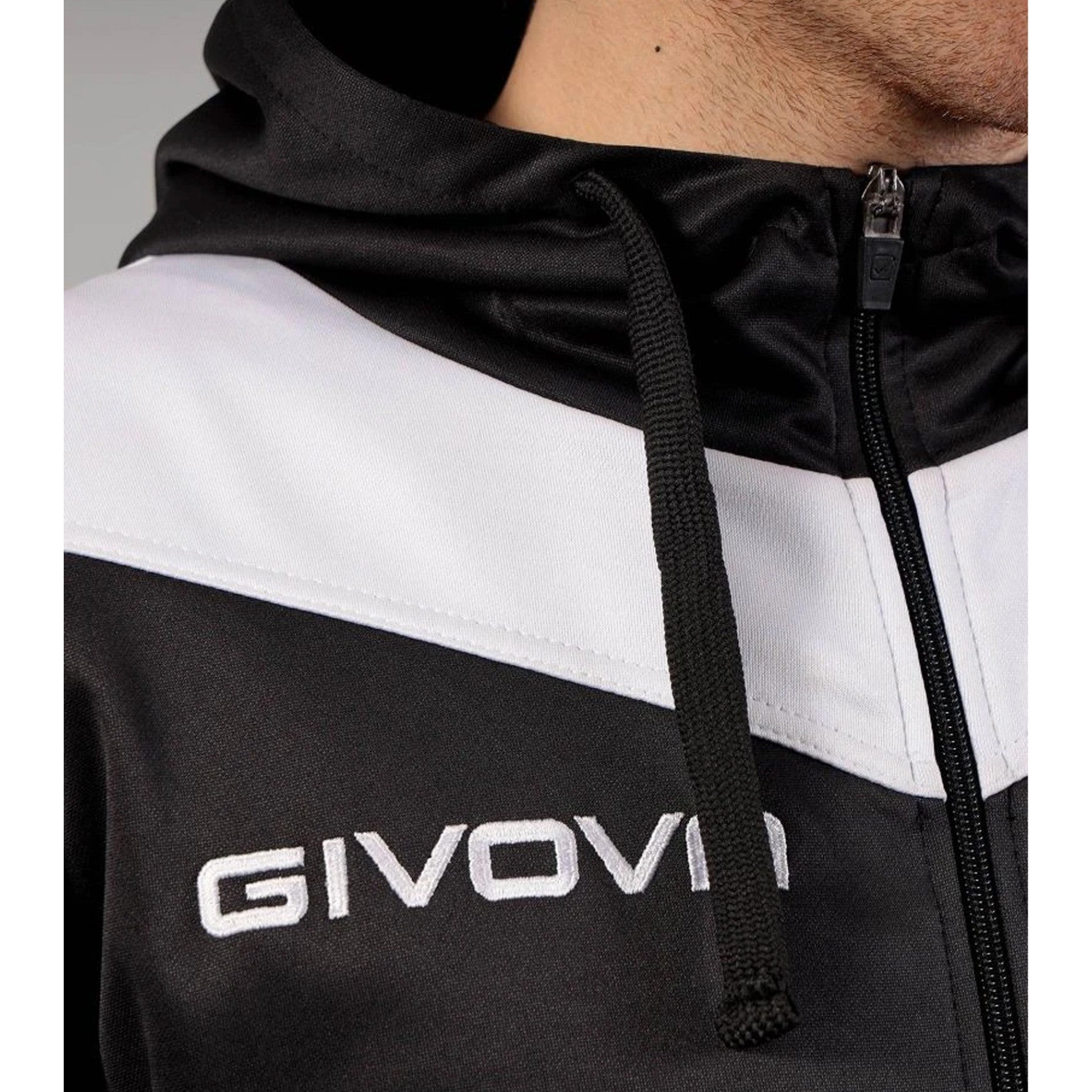 Chándal Givova Tuta Roma Con Capucha - Negro/Blanco / Xs