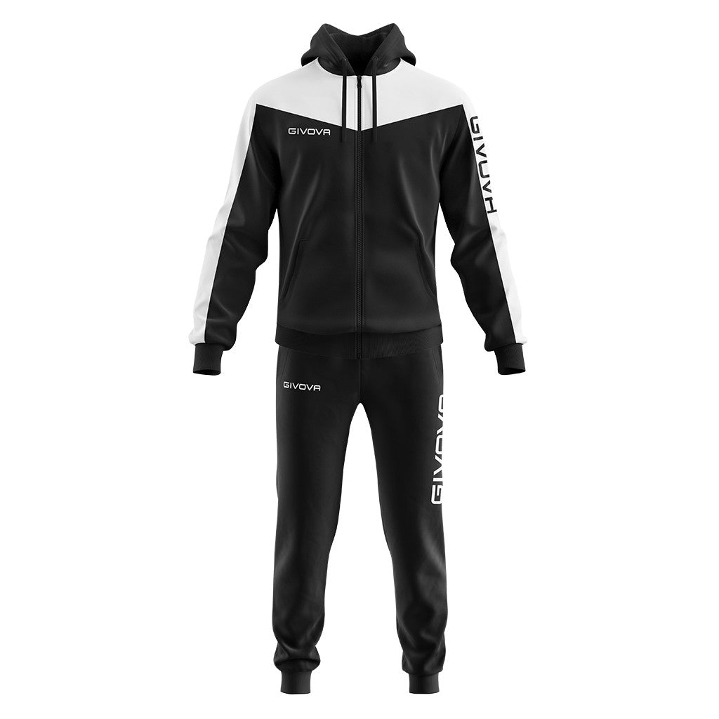 Chándal Givova Tuta Roma Con Capucha - Negro/Blanco / Xs