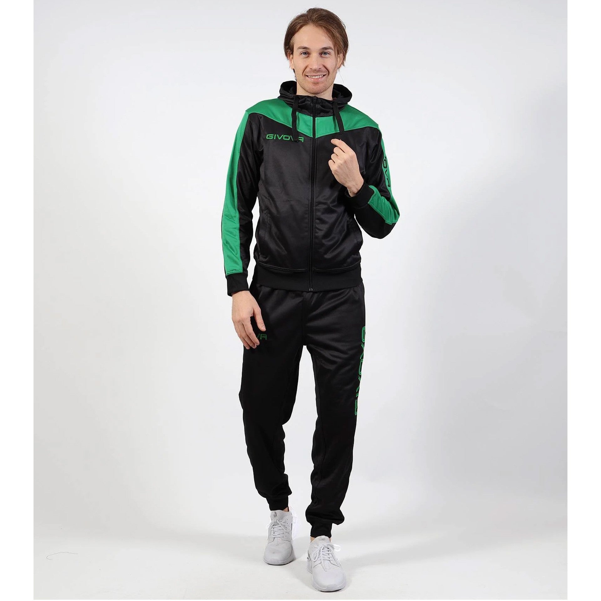 Chándal Givova Tuta Roma Con Capucha - Negro/Verde / Xs