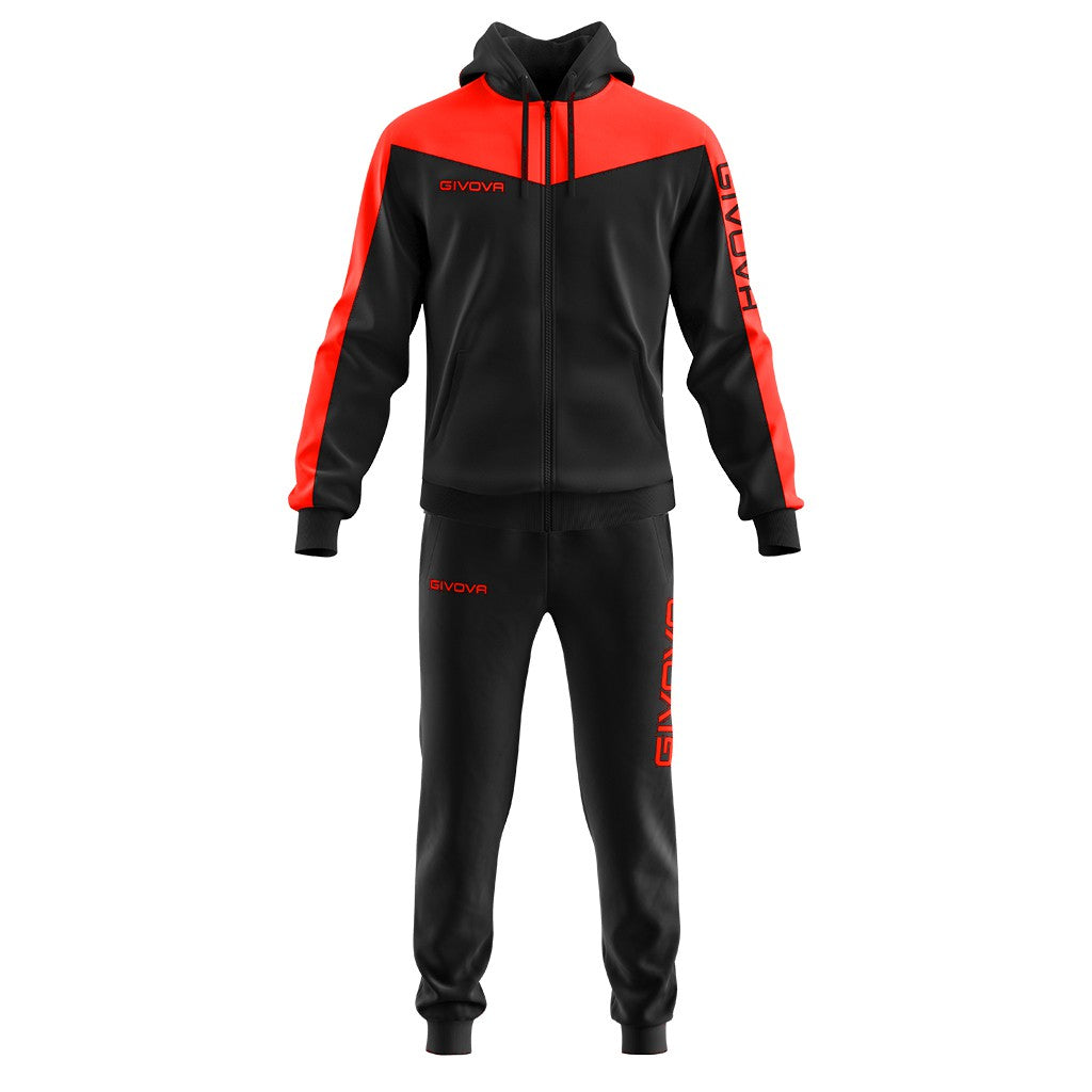 Chándal Givova Tuta Roma Con Capucha - Rojo/Negro / Xs