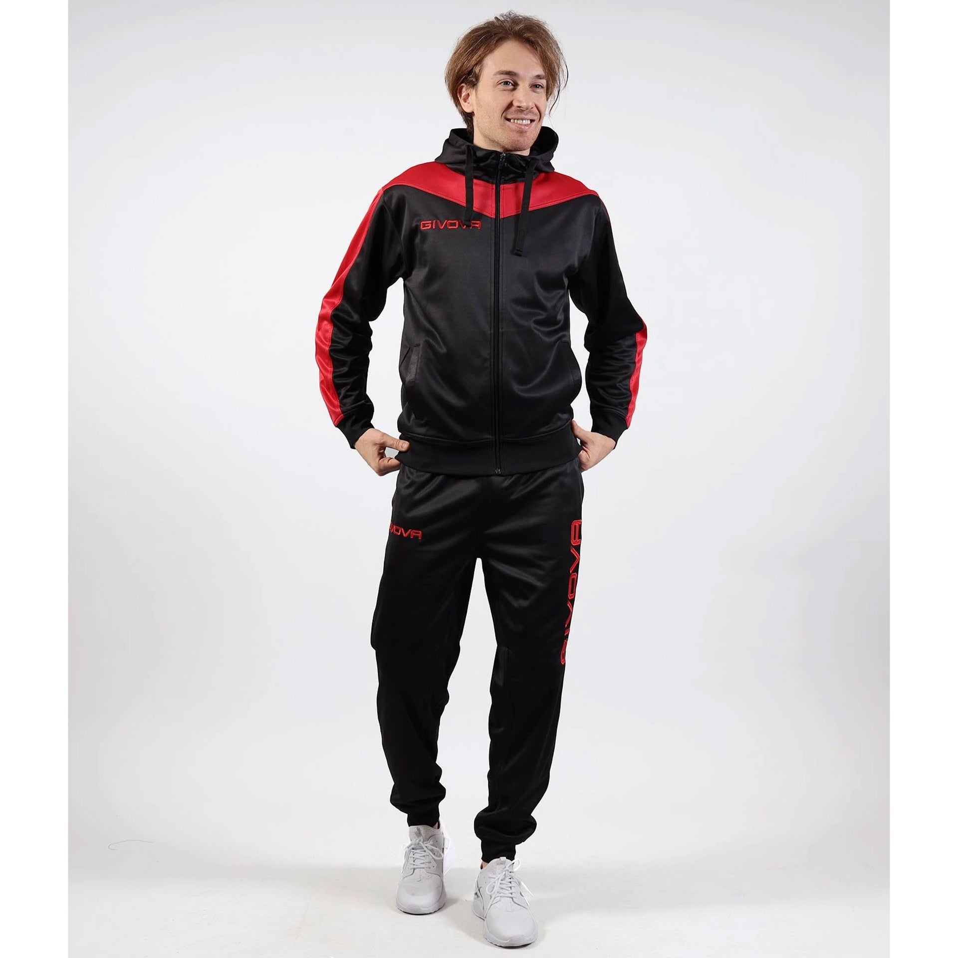Chándal Givova Tuta Roma Con Capucha - Rojo/Negro / Xs