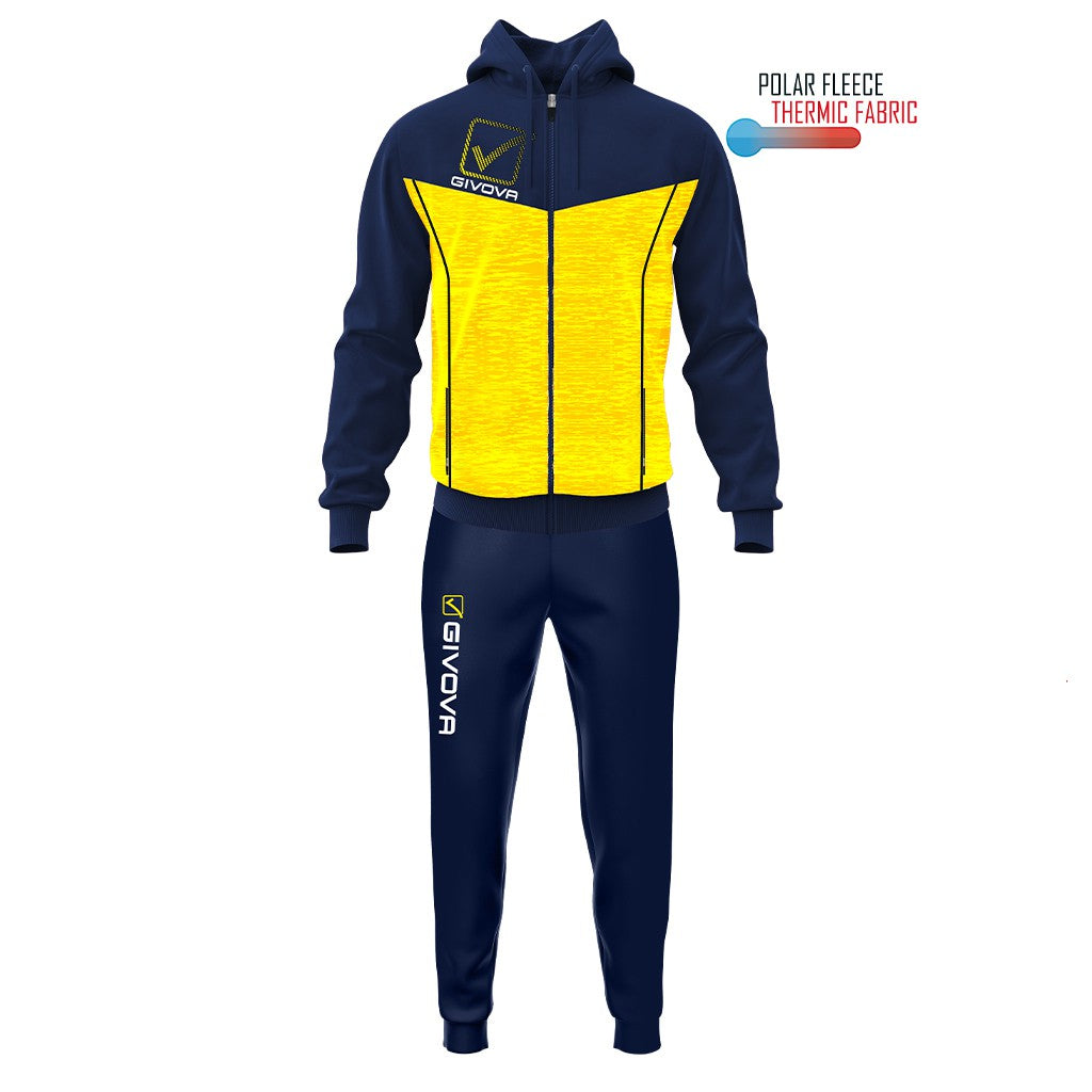 Chándal Givova Tuta Visa Melange Con Capucha - Azul/Amarillo / S