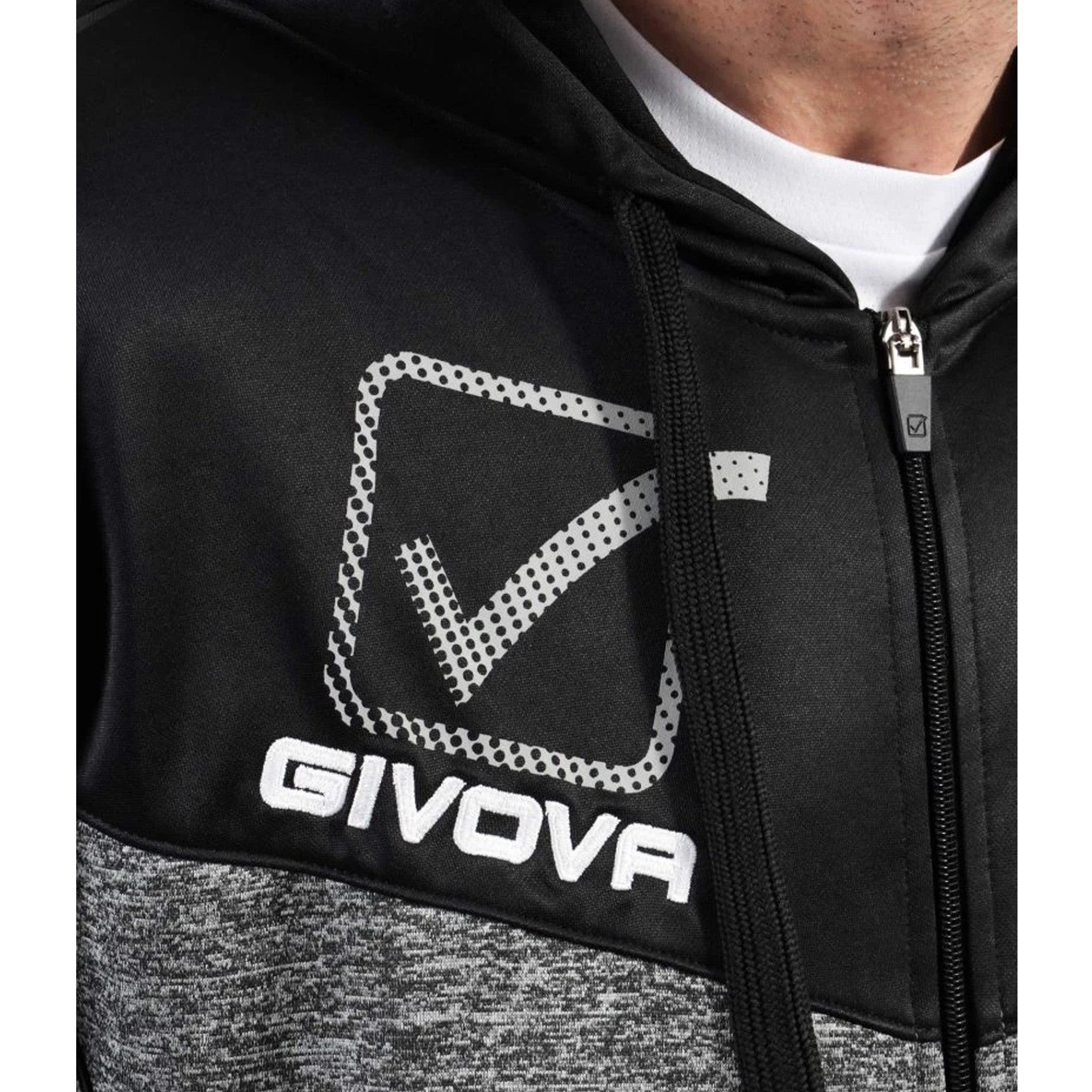 Chándal Givova Tuta Visa Melange Con Capucha - Negro/Gris / S
