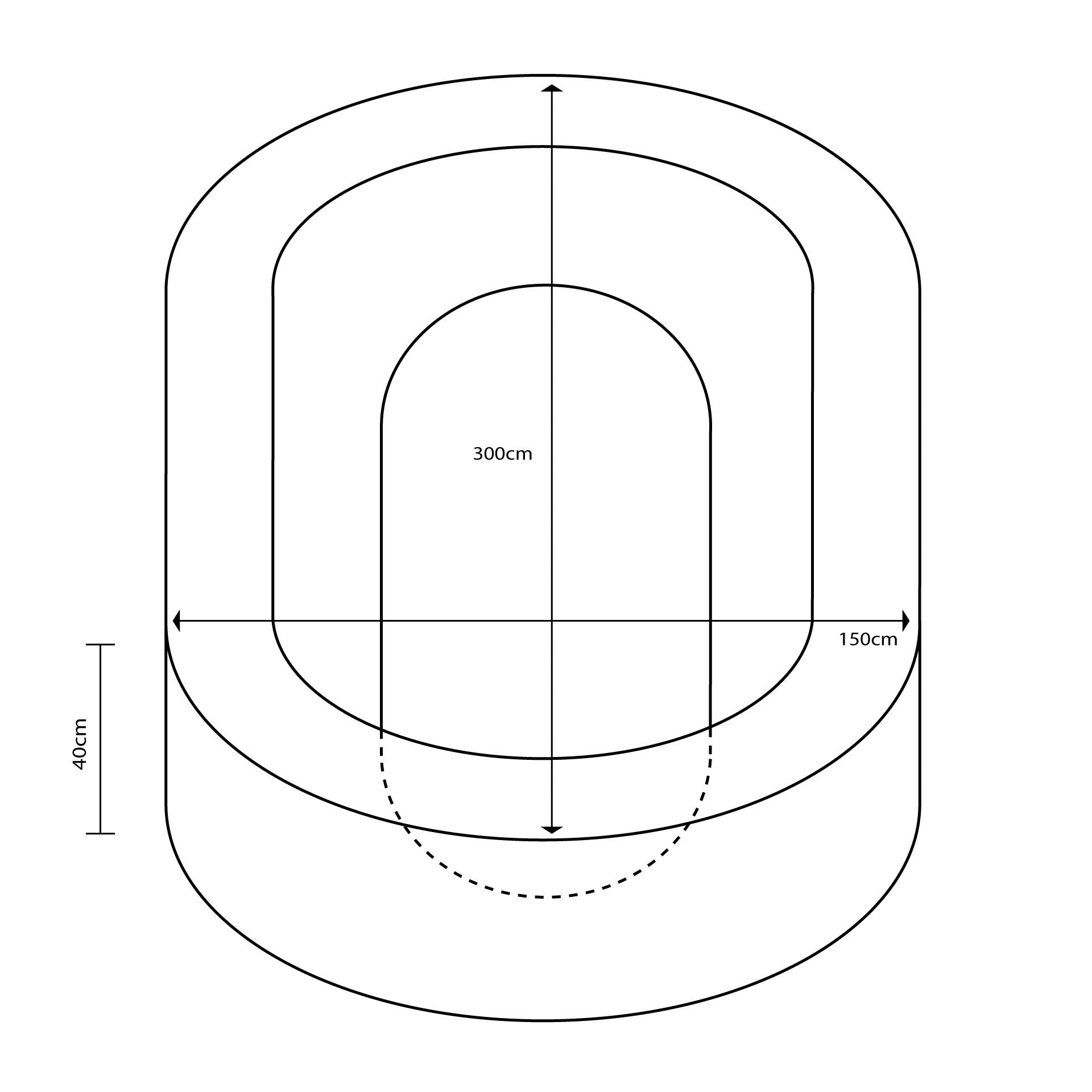 Piscina Ovalada Llenado Pelotas, 300X150X40Cm Alto X 15Cm Ancho