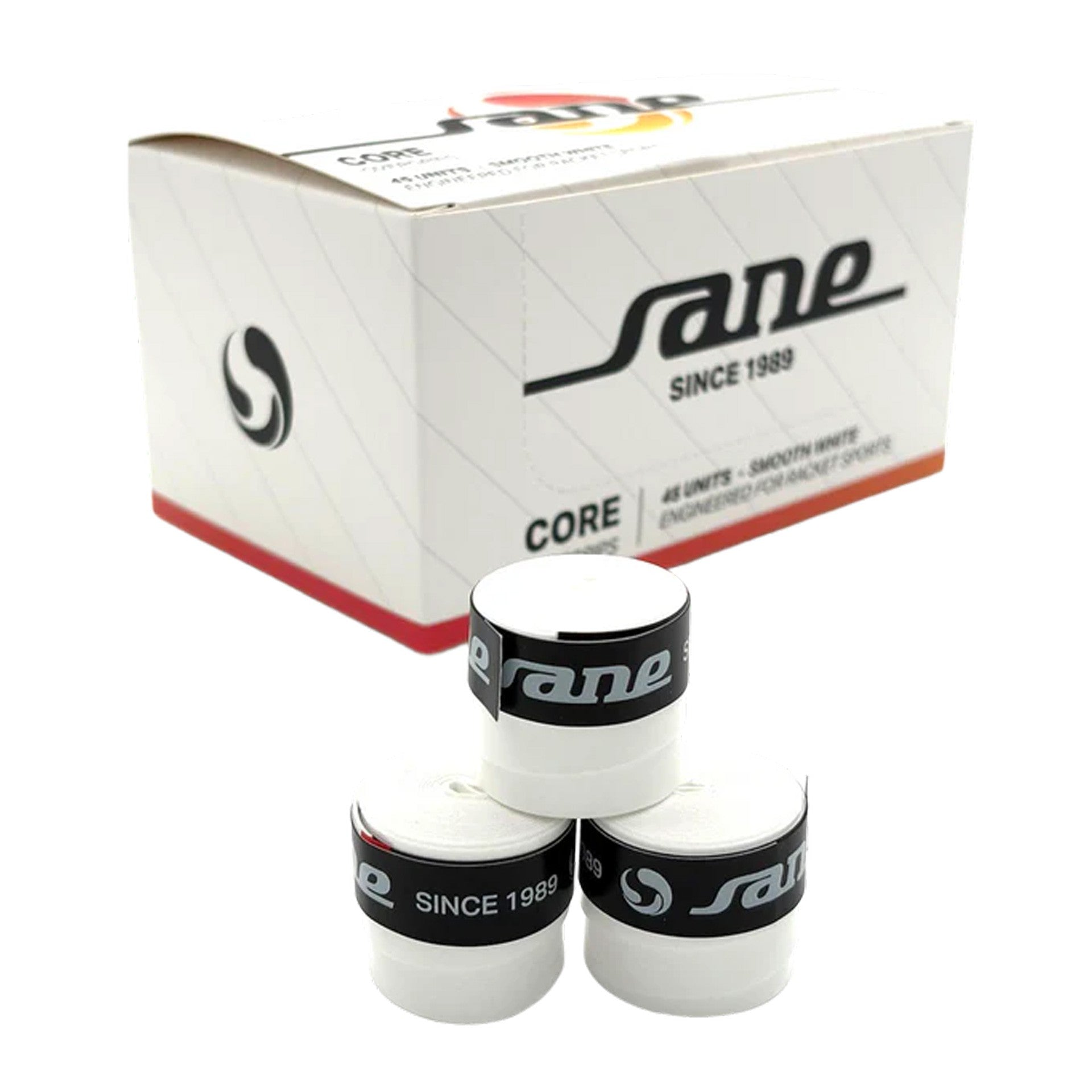 Caja De 45 Overgrips Sane Core Lisos Blancos