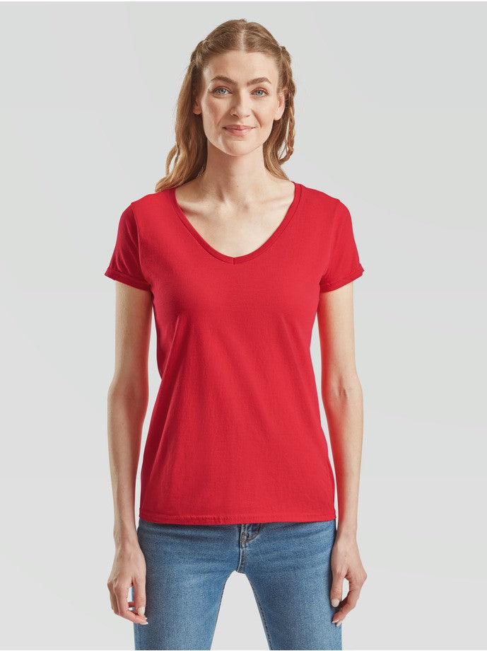 Camiseta Fruit Of The Loom Ladies Iconic 150 V-Neck T