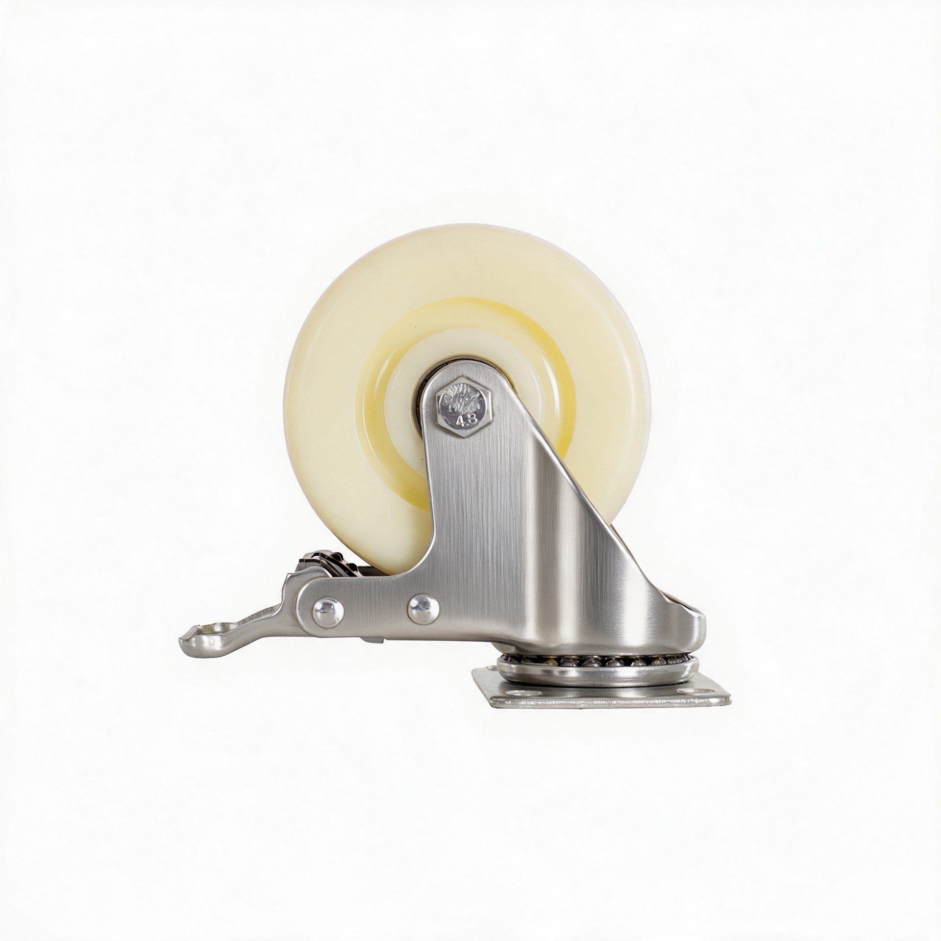 Rueda De Nylon Y Acero Inox Giratoria Con Freno