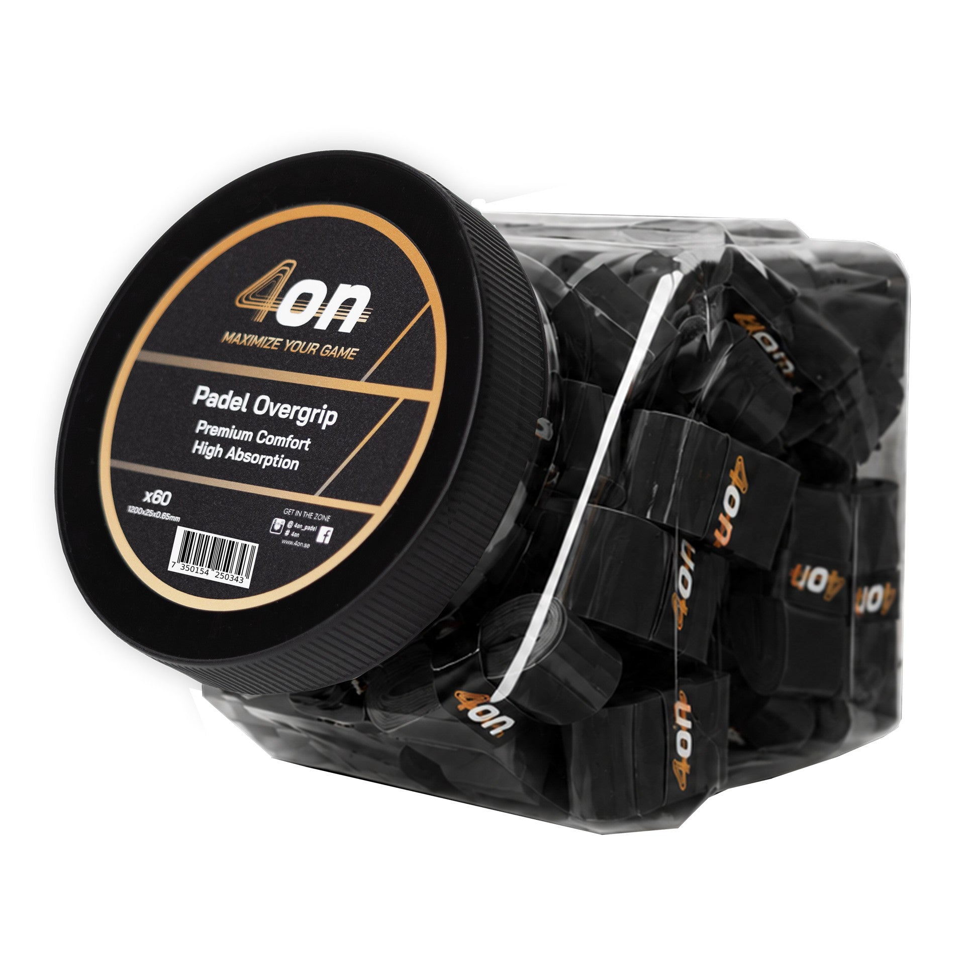 Tarro Overgrip Negro 4On Premium Comfort - 60 Piezas